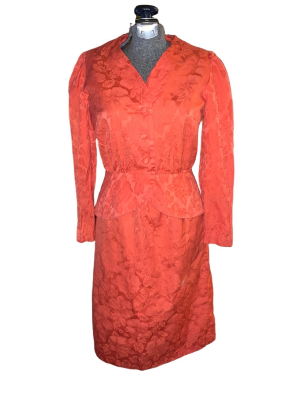 Women's Unbranded vintage homemade Floral Jacquard Blazer Suit Jacket, Orange